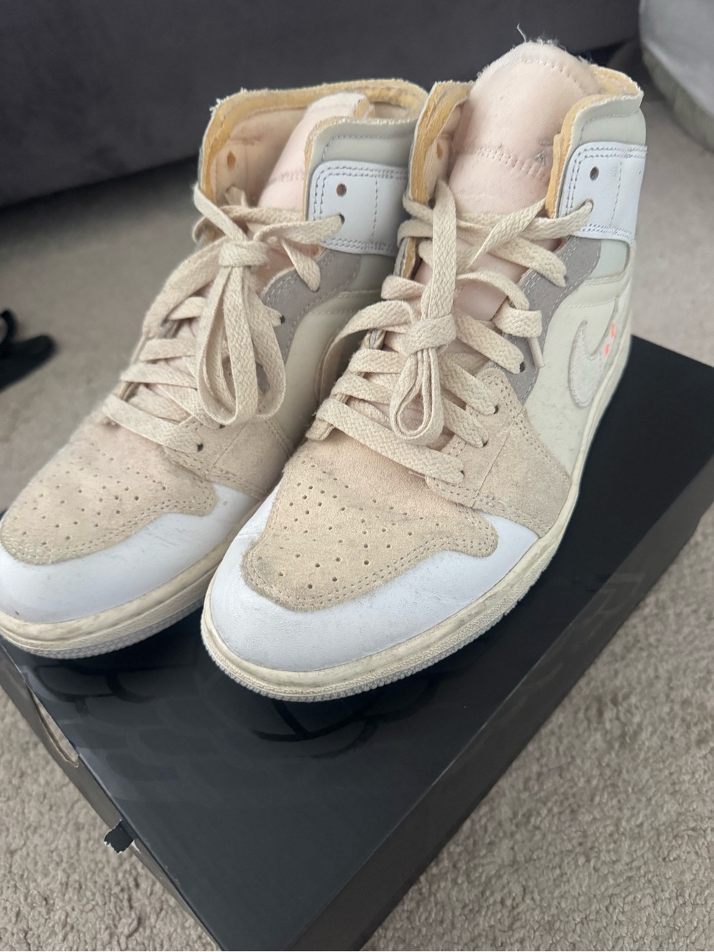 Jordan Women's High-Top Sneakers in Beige and Cream